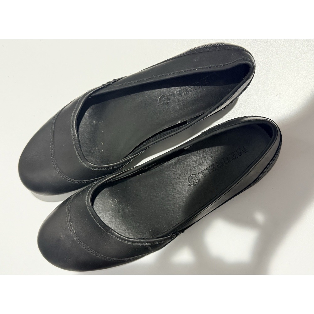 Merrell Black Leather Slip-On Ballet Flats‎ Shoes Size 7 Women's M